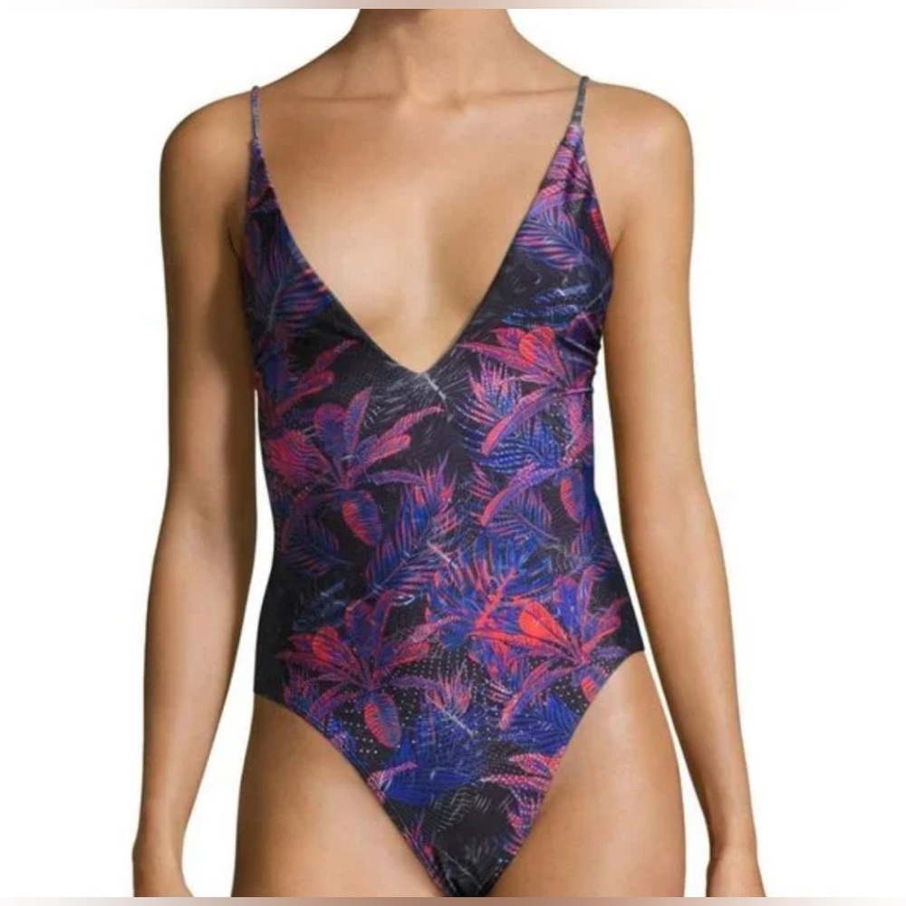 VGUC We Are Handsome The Sonic String Plunge Swimsuit Tropical Print Sexy